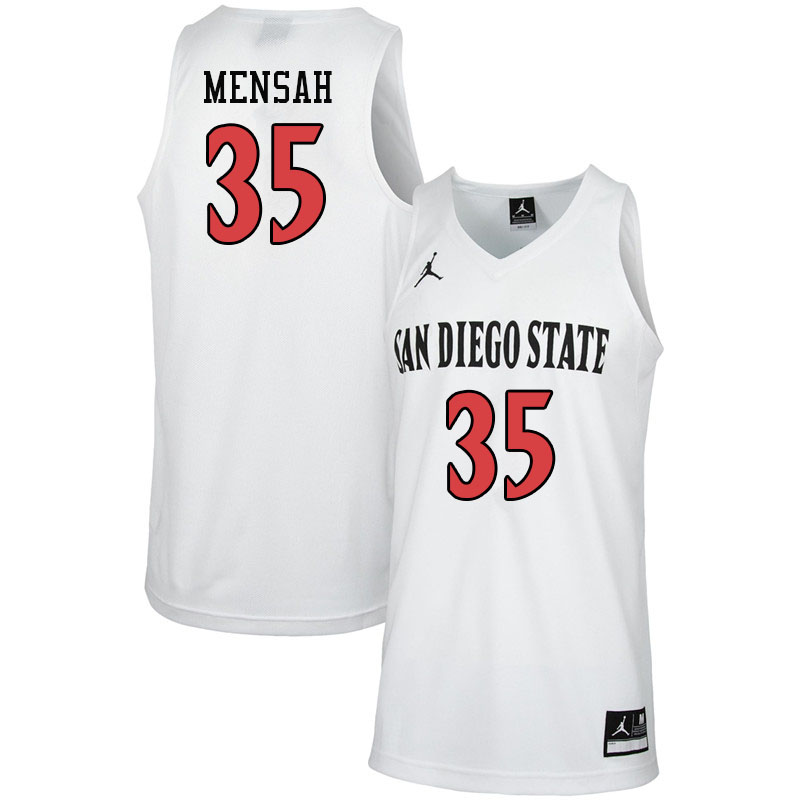 Jordan Brand Men #35 Joel Mensah San Diego State Aztecs College Basketball Jerseys-White